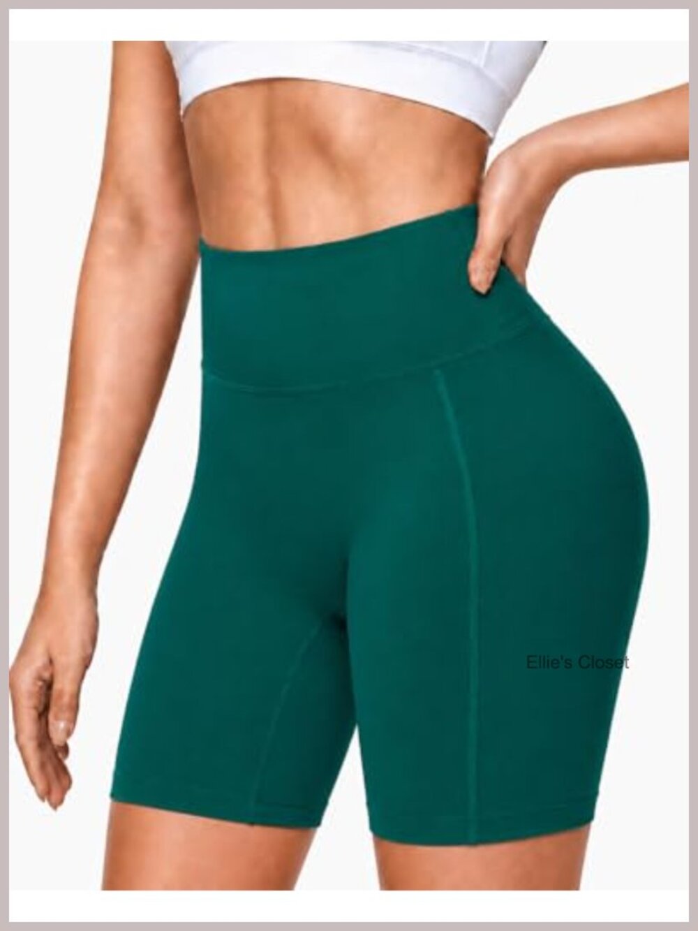 High Waisted Tummy Control Biker Shorts No Front Seam 8" Inseam